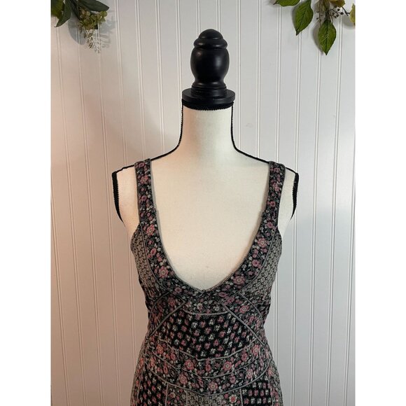 Pull & Bear Womens Floral Maxi Dress Black & Pink Viscose Size M - Picture 8 of 14